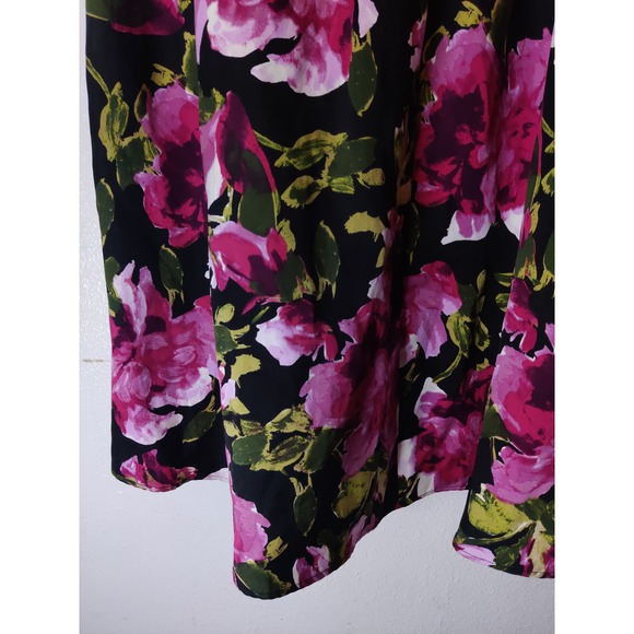 Jodi Kristopher Black Pink Floral Print High-Lo Hem Floor Length Formal Skirt 18 - Picture 6 of 7